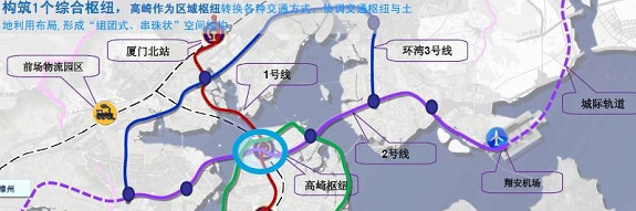 厦地铁二号线线路图