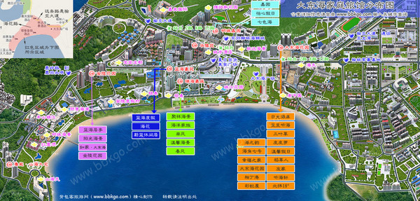 提供点三亚的旅馆、酒店分布图（3D版）1