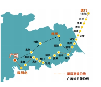 梅汕高铁路线图1