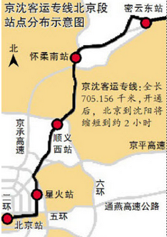 京沈高铁北京段线路图1