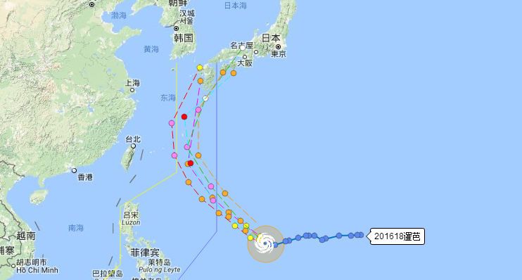 2016年第18号台风暹芭会影响国庆吗1