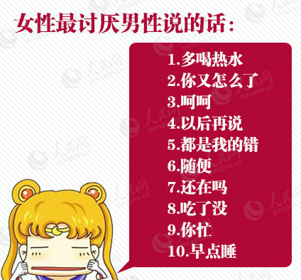 女性最讨厌十大用语