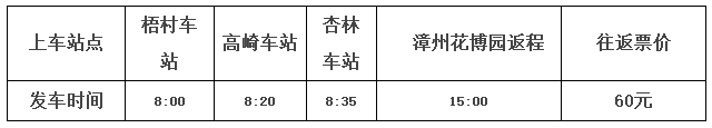 厦门到漳州花博园的汽车往返多少钱