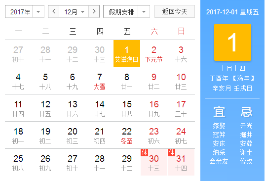 今年的世界艾滋病日是几月几号