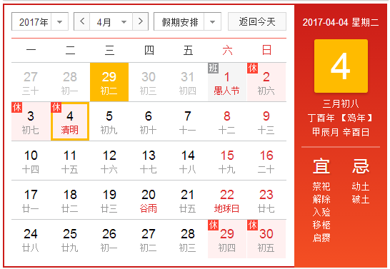 2017武汉清明节天气预报1