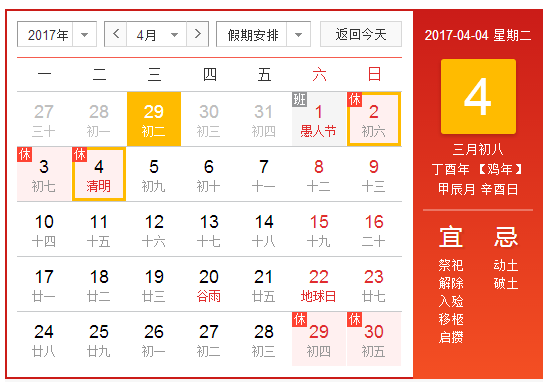 2017香港清明节天气预报